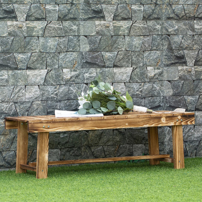 Outsunny 1 Piece 2-seater Outdoor Indoor Wooden Garden Bench Fir Patio Loveseat, 110L x 38W x 35Hcm, Carbonised