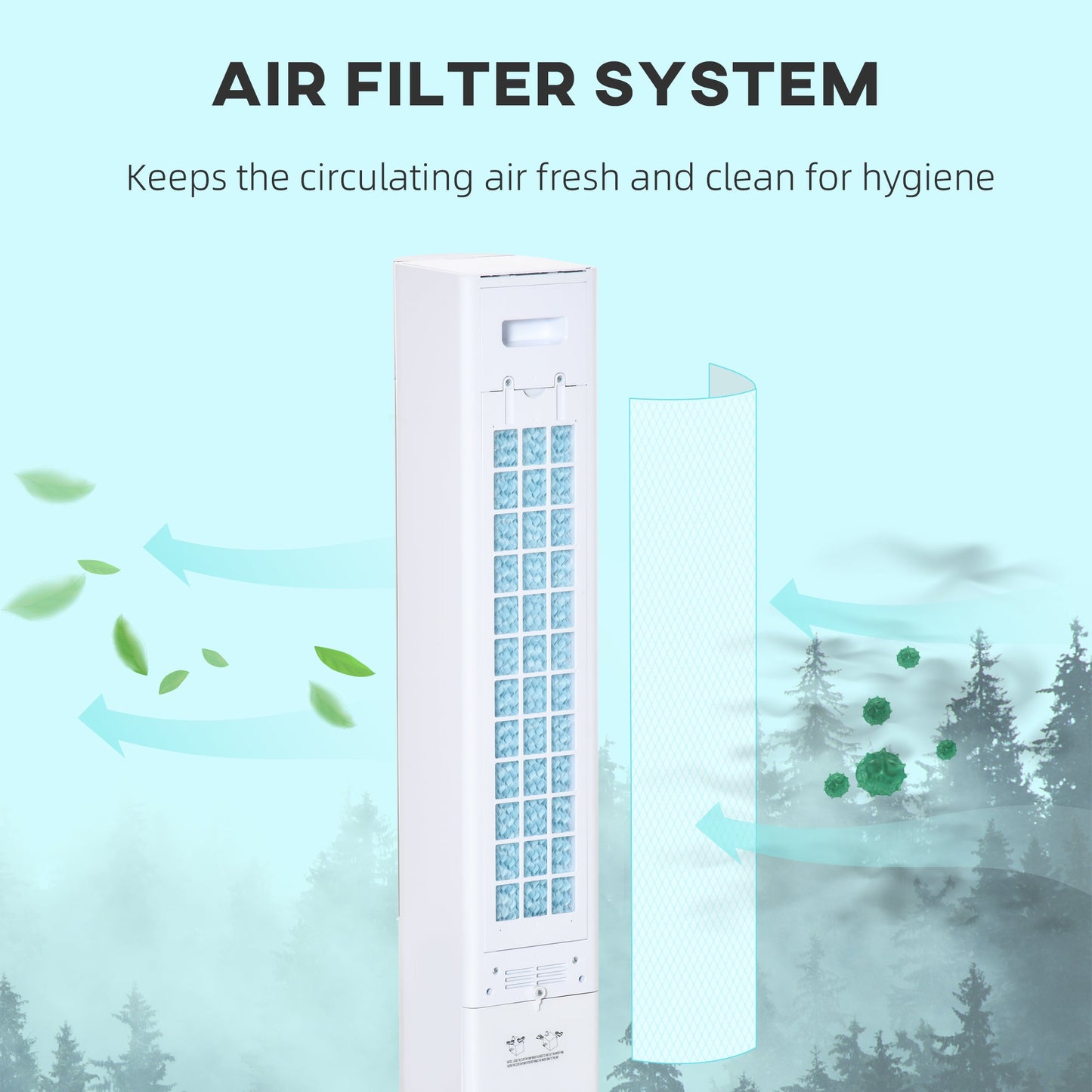 HOMCOM Portable Air Cooler, 3L Tank Evaporative Ice Cooling Tower Fan with 3 Modes, 3 Speeds, Remote, Timer, 60Â° Oscillating, Portable Swamp Cooler for Home Bedroom, White