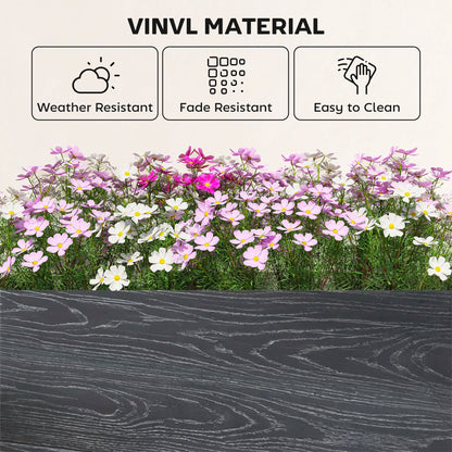 Outsunny Vinyl Raised Garden Bed Kit, 2 x 2 x 1ft Modular Elevated Garden Box with Slotting Legs and Open Bottom, Dark Grey