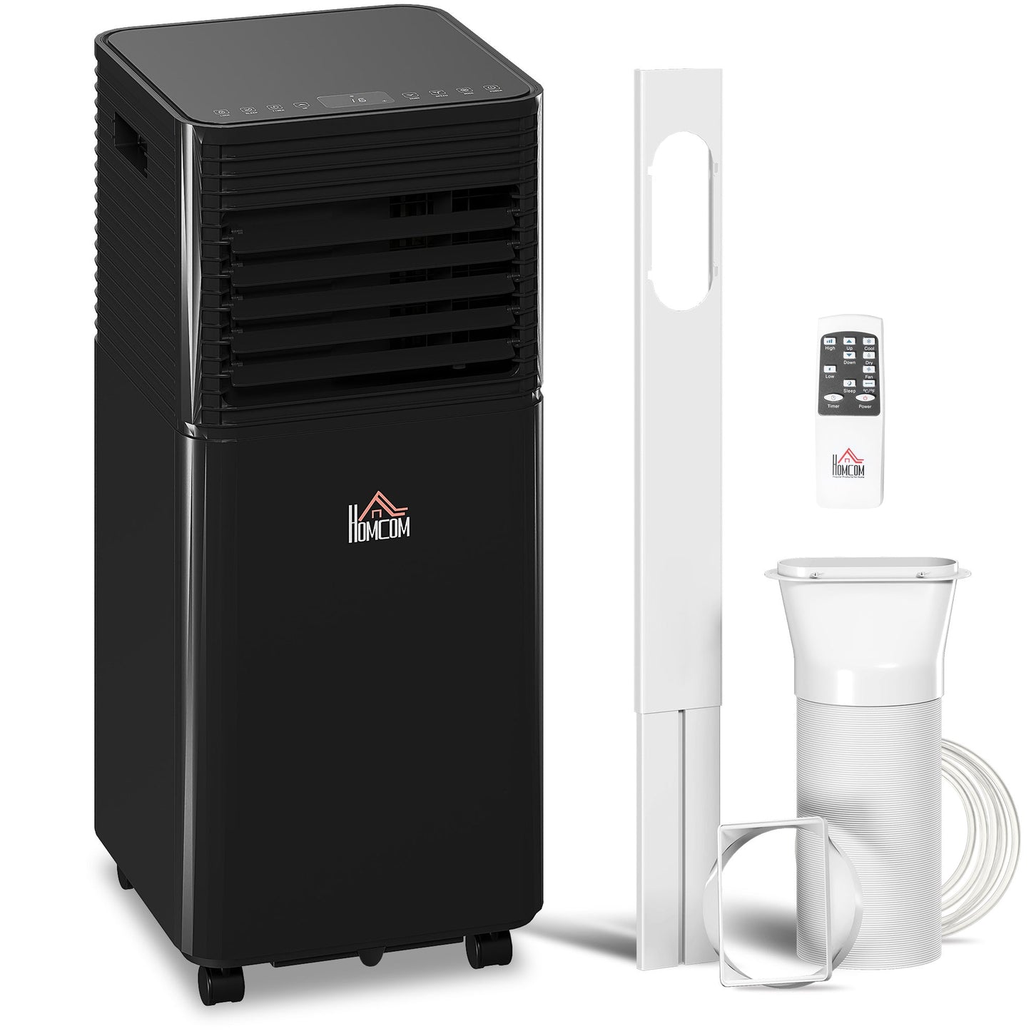 HOMCOM 5000 BTU 4-In-1 Portable Air Conditioner Unit Cooling Dehumidifying Ventilating  for Room up to 18mÂ², with Fan, Remote, 24H Timer, Window Mount Kit, R290, A Energy Efficiency
