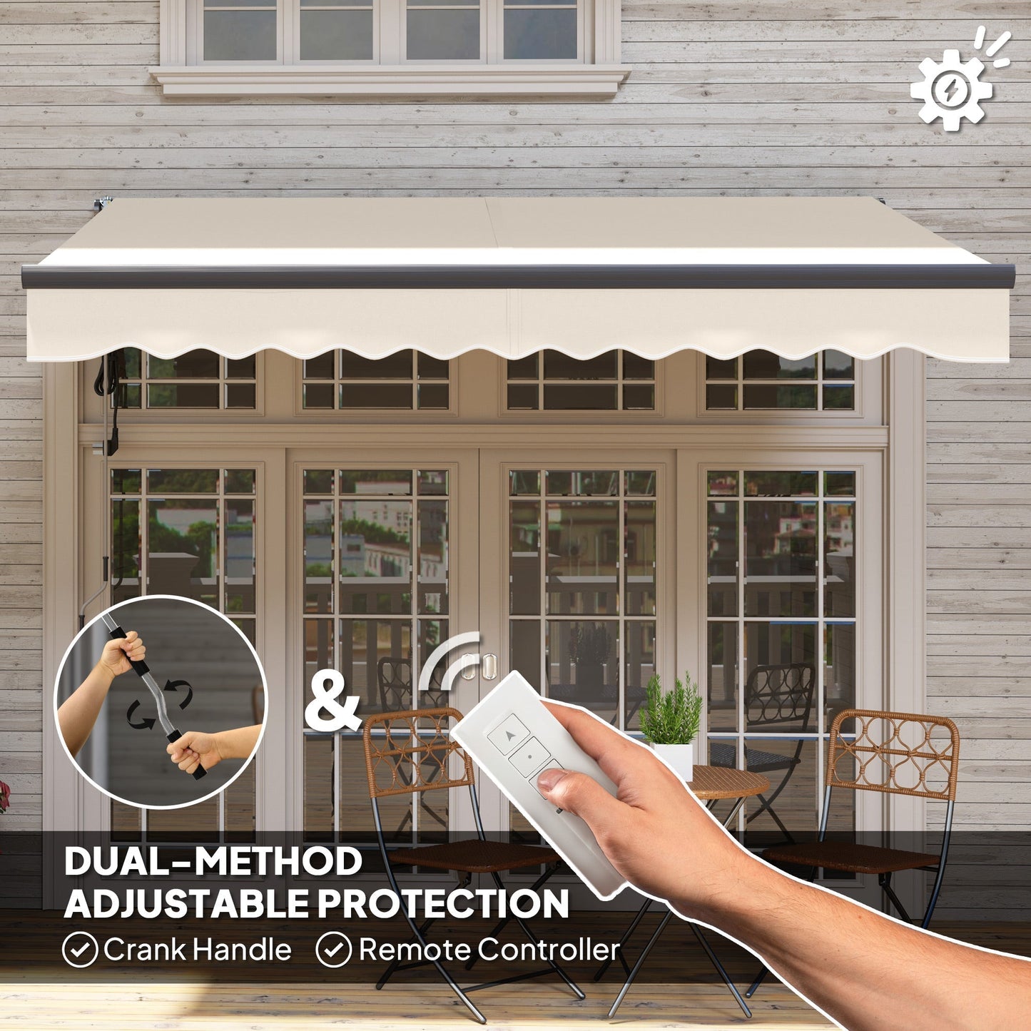 Outsunny 2.5 x 3m Electric/Manual Awning, with Remote - Beige