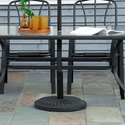 Outsunny 14kg Round Cement Parasol Base Umbrella Weight Stand Holder Fits Î¦35mm,Î¦38mm,Î¦48mm Pole for Patio Outdoor Garden - Black