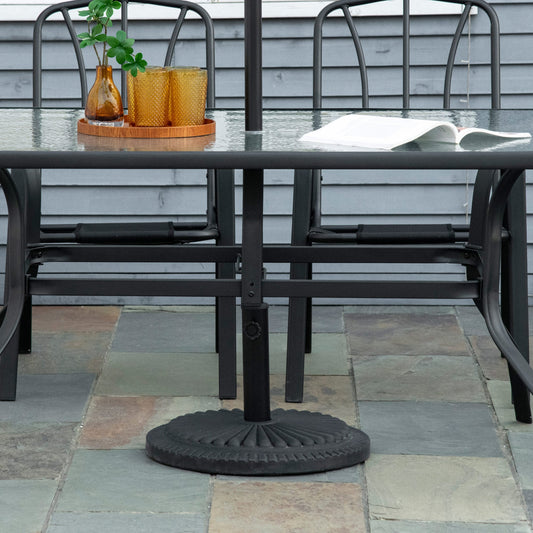 Outsunny 14kg Round Cement Parasol Base Umbrella Weight Stand Holder Fits Î¦35mm,Î¦38mm,Î¦48mm Pole for Patio Outdoor Garden - Black