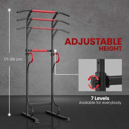 HOMCOM Steel Multi-Use Exercise Power Tower Pull Up Station Adjustable Height W/ Grips