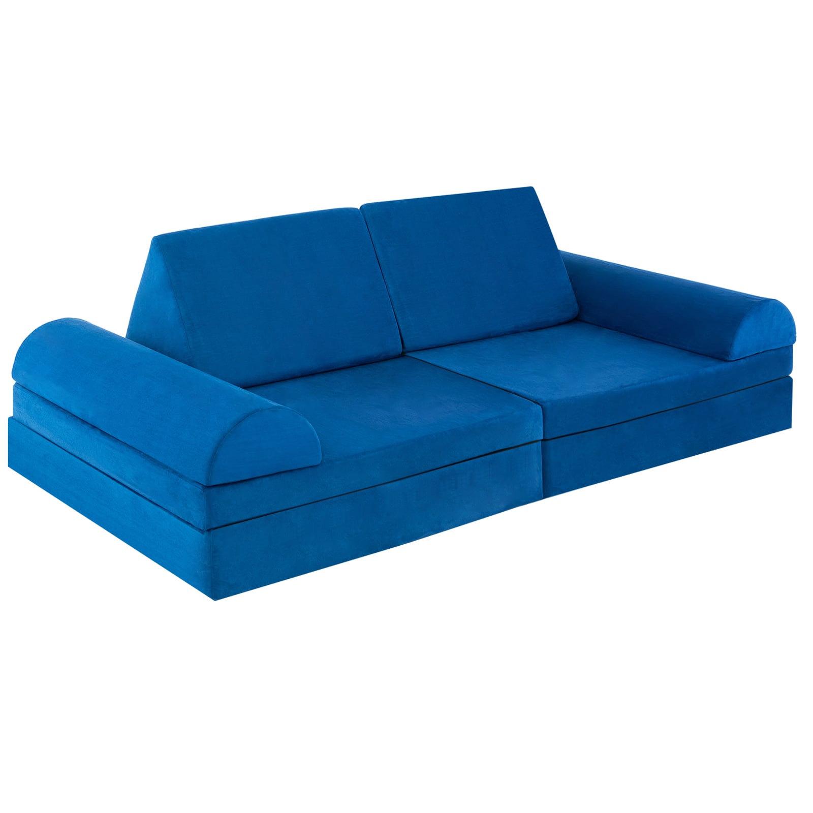 6 Pieces Modular Convertible  Kids Play Couch Sofa-Blue