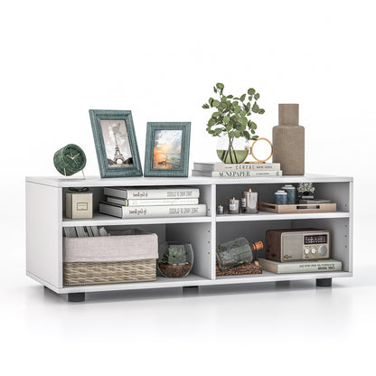 Home TV Stand with 5 Positions Adjustable Shelves for TV up to 4 Cubbies-White