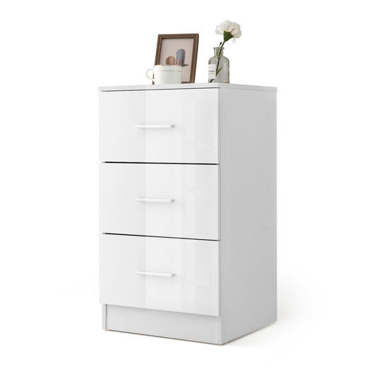 3-Drawer Wooden Dresser Cabinet with Anti-Toppling Device-White