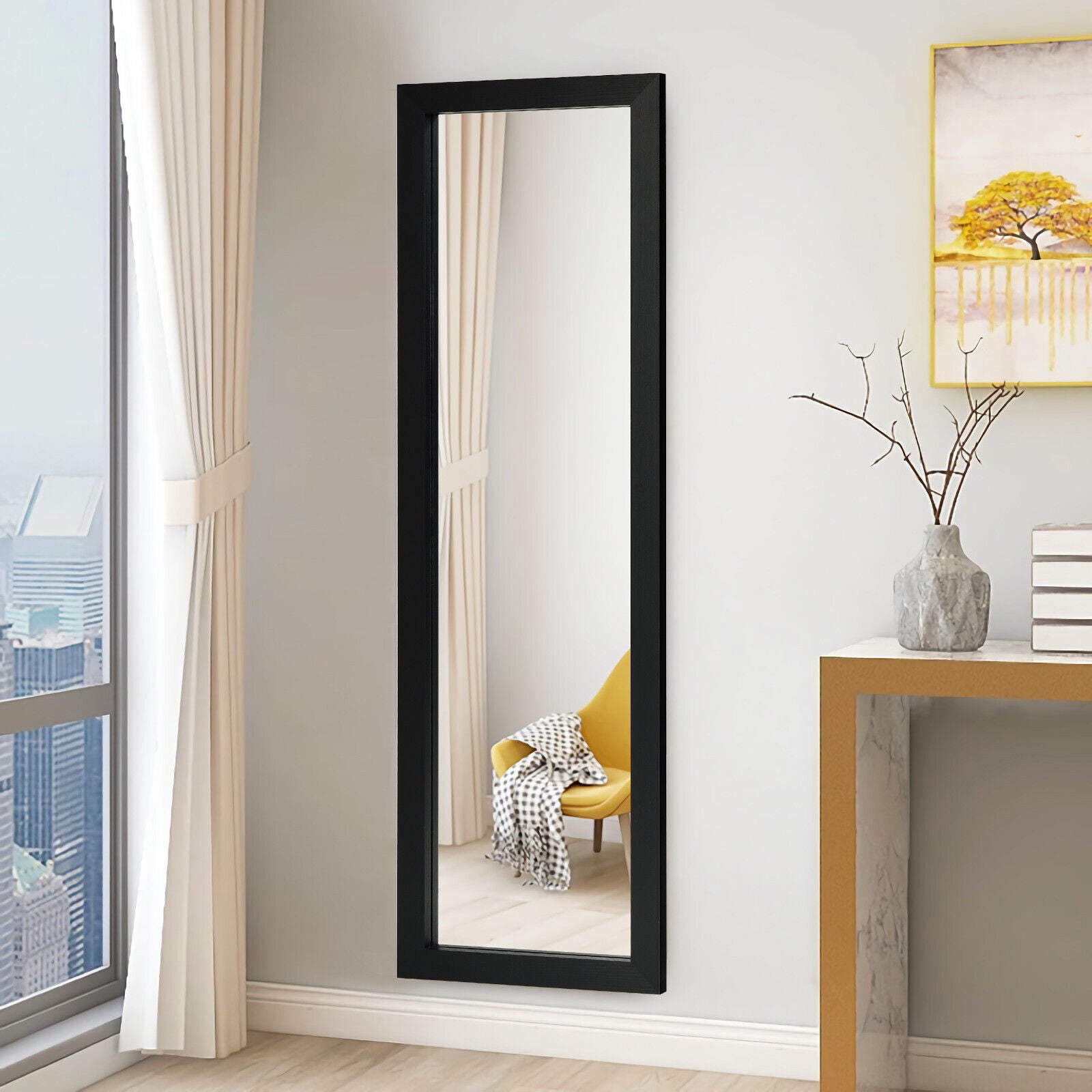 Full Body Mirror Wall Mounted Dressing Mirror for Bedroom-Black