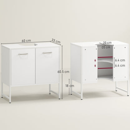 HOMCOM Bathroom Vanity Unit, Under Sink Storage Cabinet with Soft-Close Doors for Basin without or with Pedestal, White