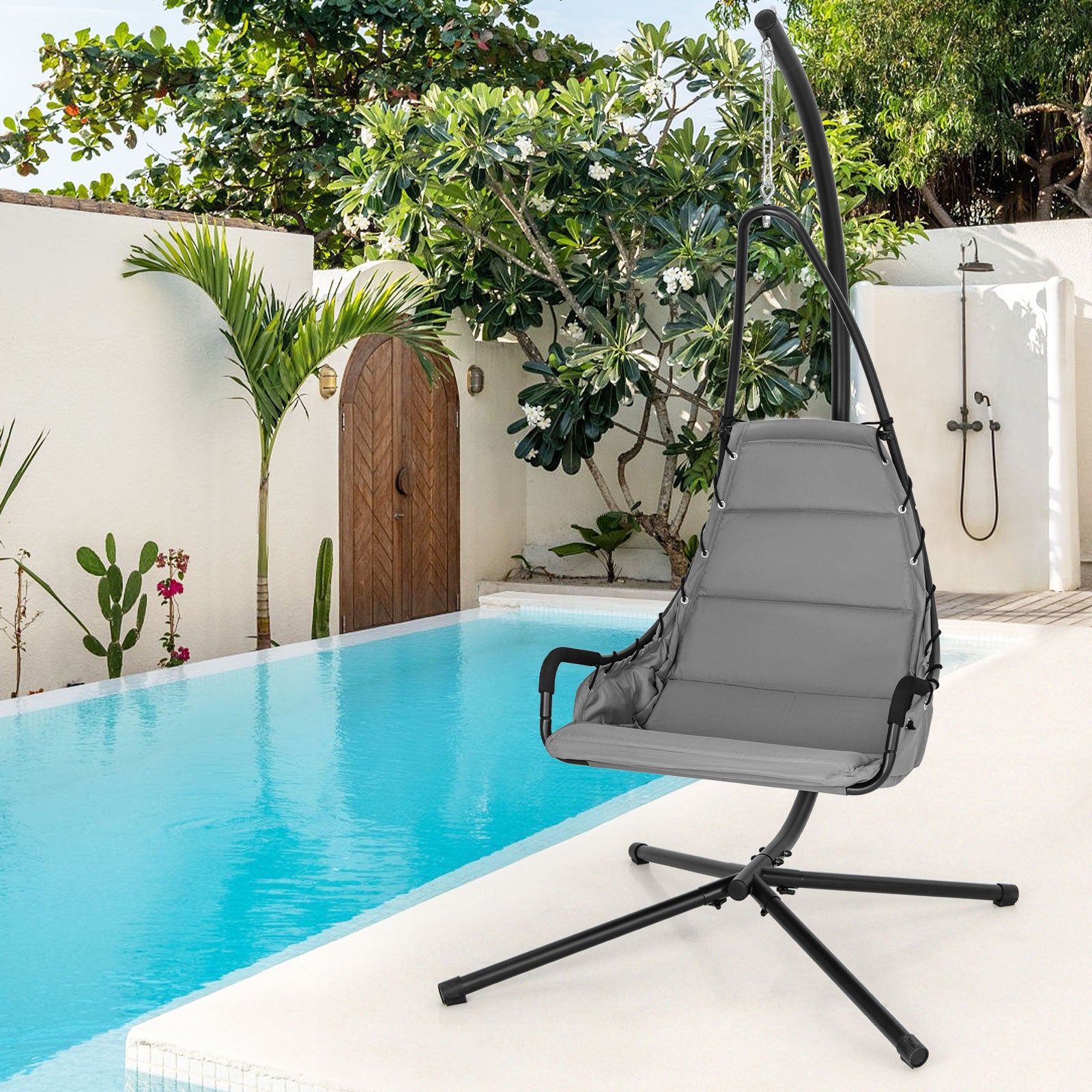 Hammock Swing Chair with Extra Large Padded Seat-Grey
