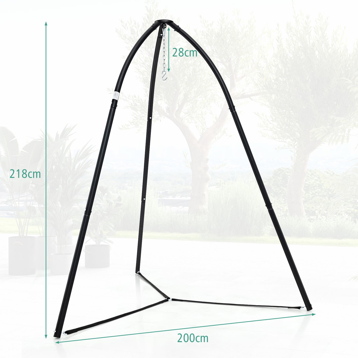 Hanging Chair Stand with Hanging Chain for Lounger Saucer-Black