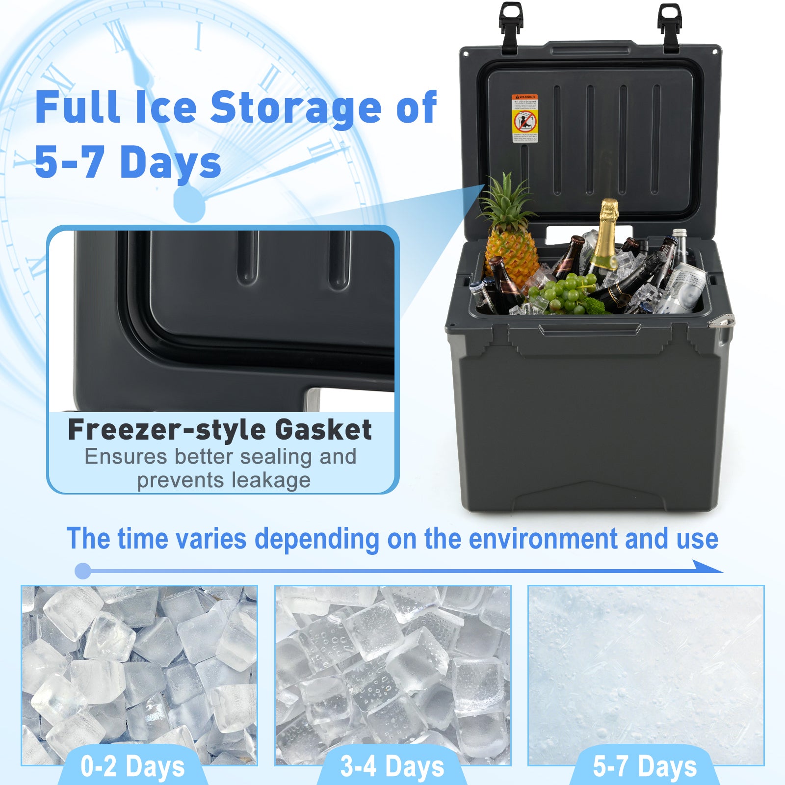 40 L Ice Chest Hard Cooler with Wheels and Handle-Grey