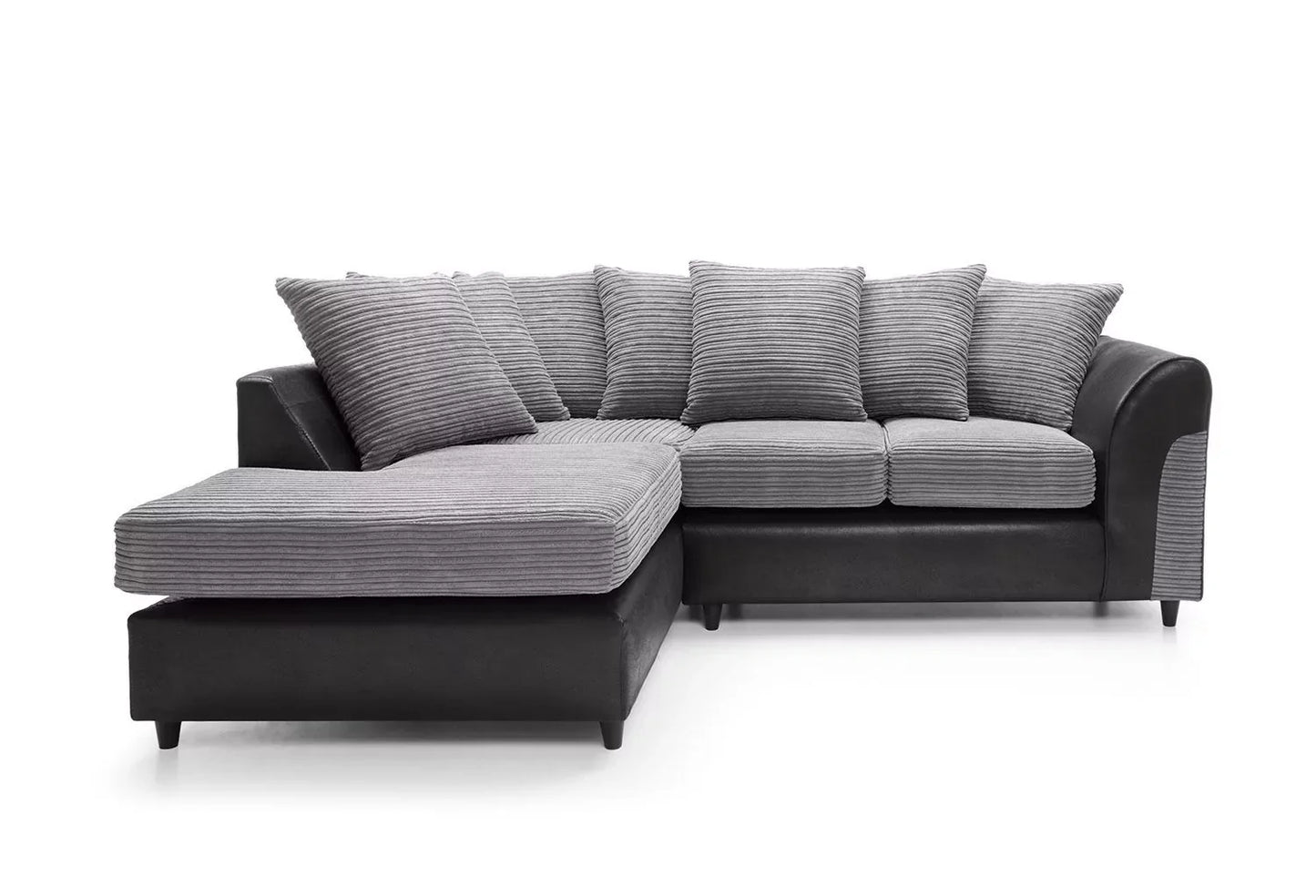 Spencer Cord Fabric Corner Sofa - Left Arm Black