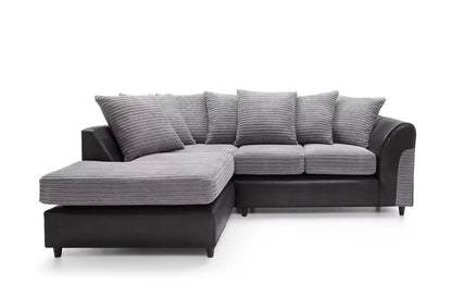 Spencer Cord Fabric Corner Sofa - Left Arm Black
