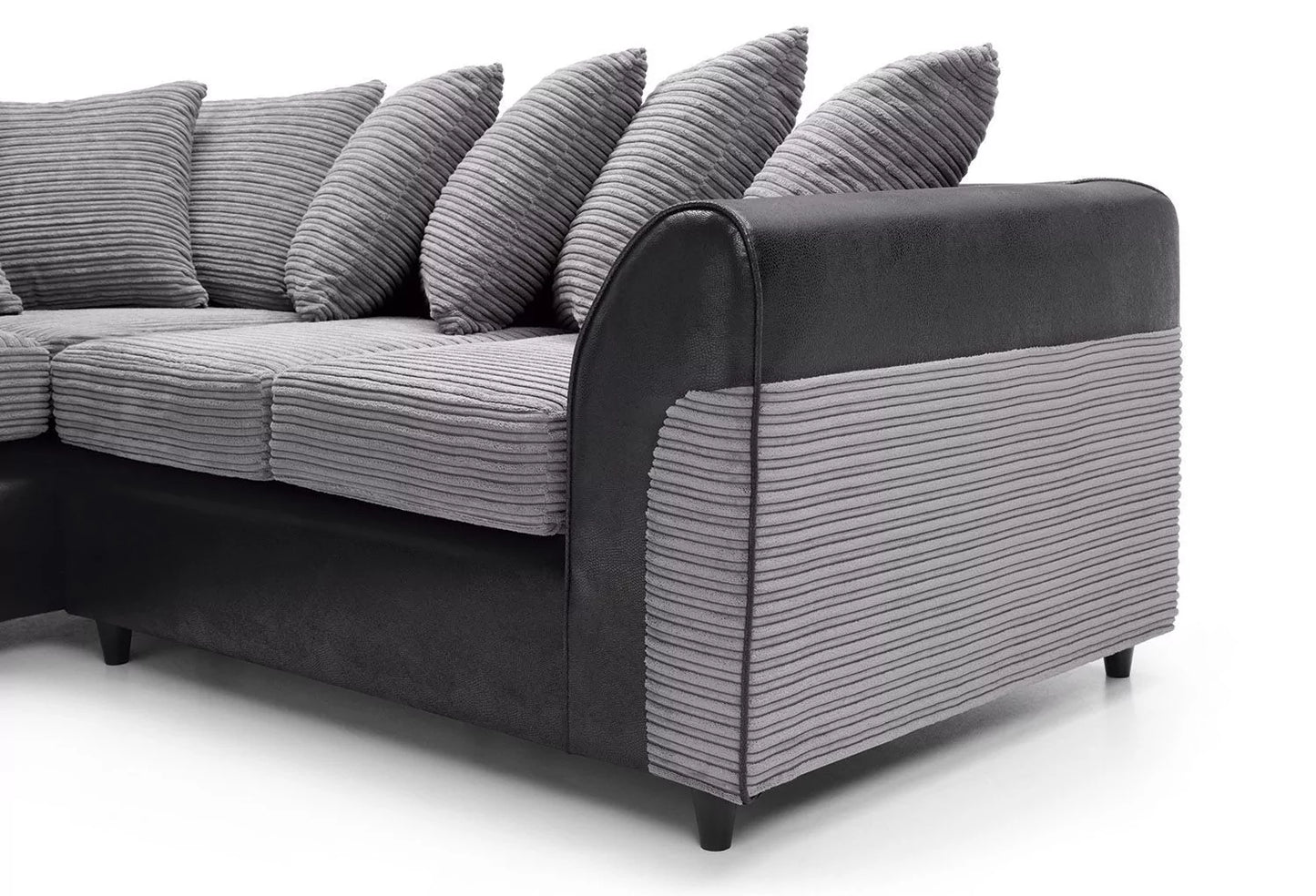 Spencer Cord Fabric Corner Sofa - Left Arm Black