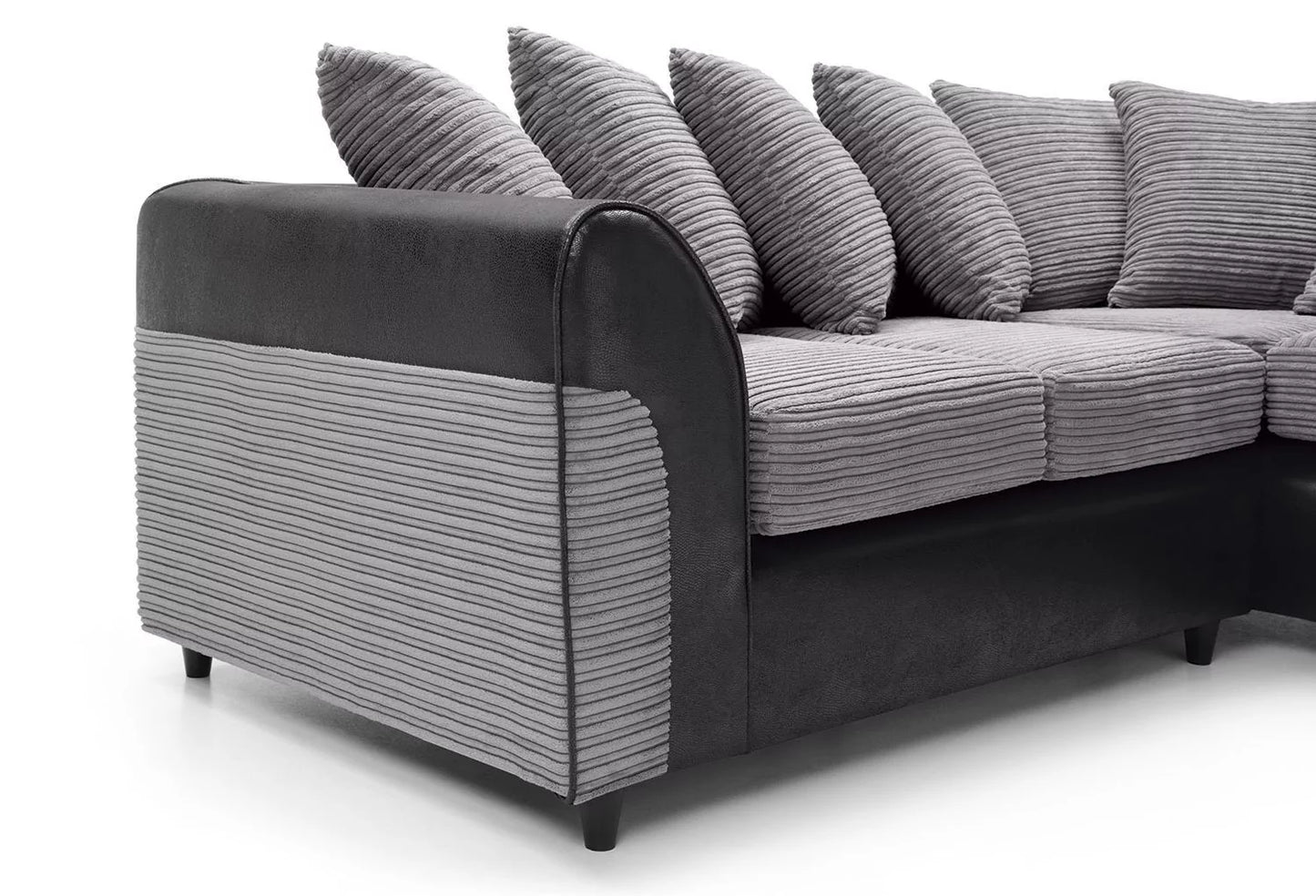 Spencer Cord Fabric Corner Sofa - Right Arm Black