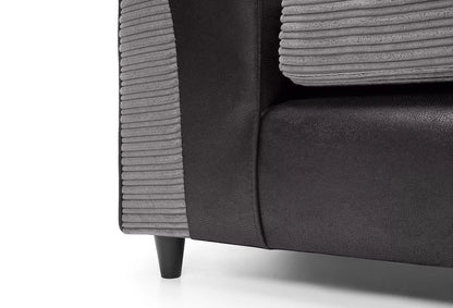 Spencer Cord Fabric Corner Sofa - Right Arm Black