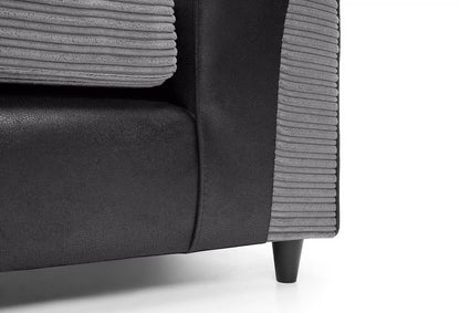 Spencer Cord Fabric Corner Sofa - Left Arm Black