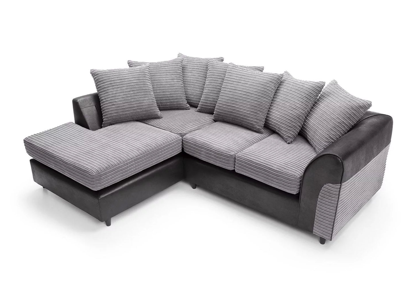 Spencer Cord Fabric Corner Sofa - Left Arm Black