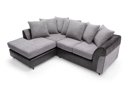 Spencer Cord Fabric Corner Sofa - Left Arm Black