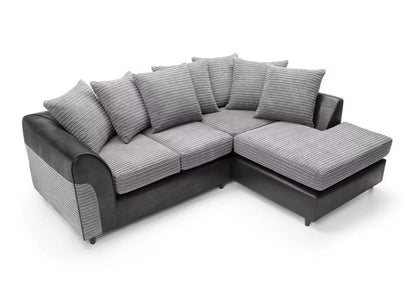 Spencer Cord Fabric Corner Sofa - Right Arm Black