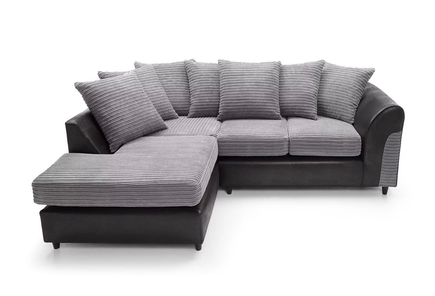 Spencer Cord Fabric Corner Sofa - Left Arm Black
