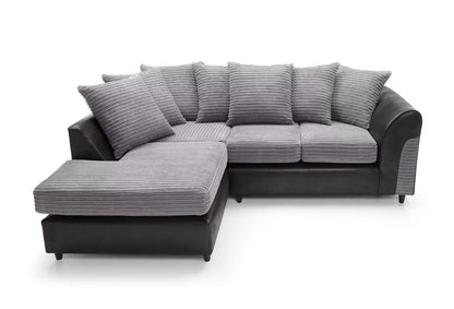 Spencer Cord Fabric Corner Sofa - Left Arm Black