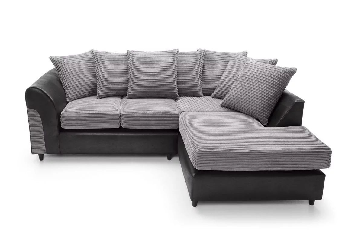 Spencer Cord Fabric Corner Sofa - Right Arm Black