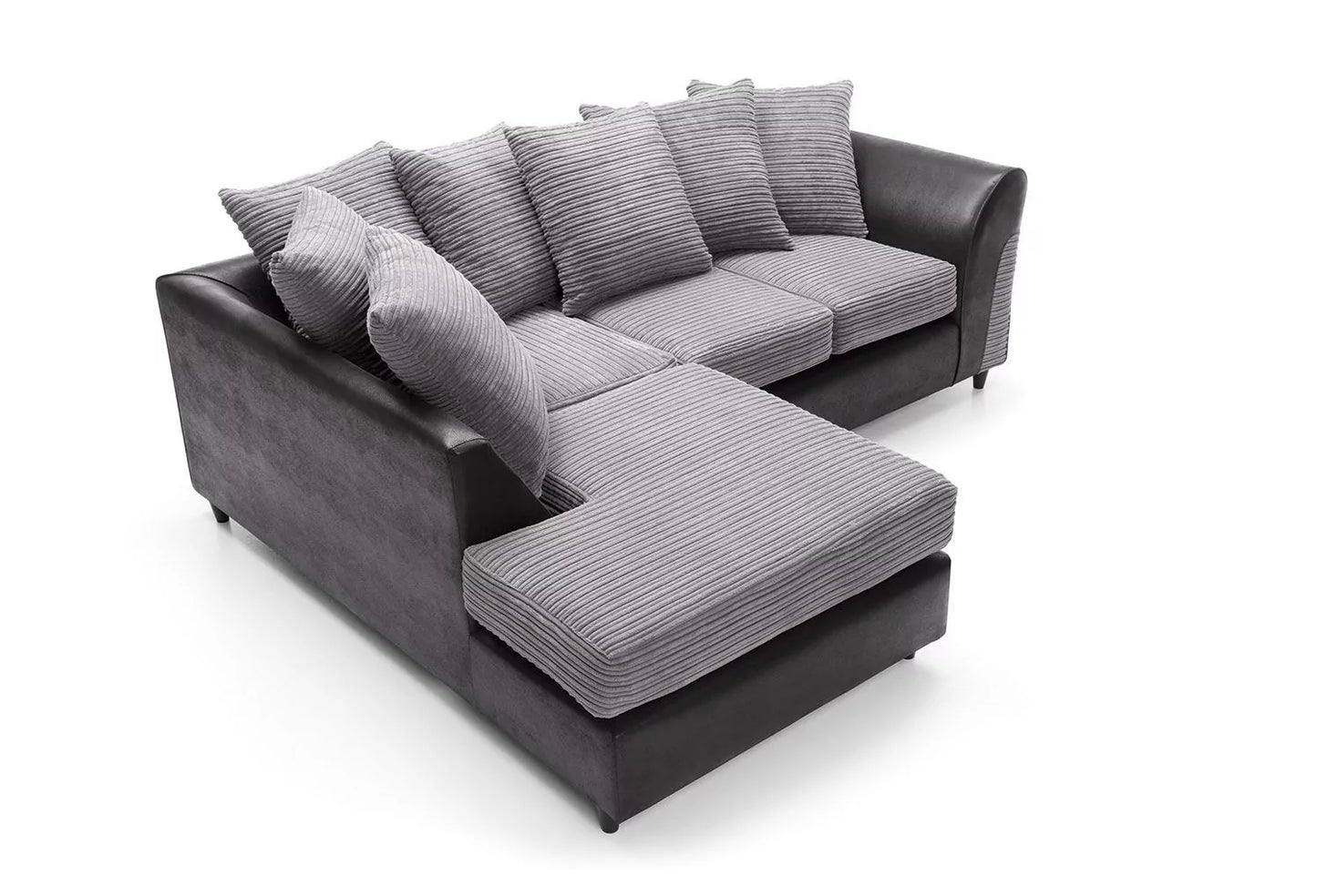 Spencer Cord Fabric Corner Sofa - Left Arm Black