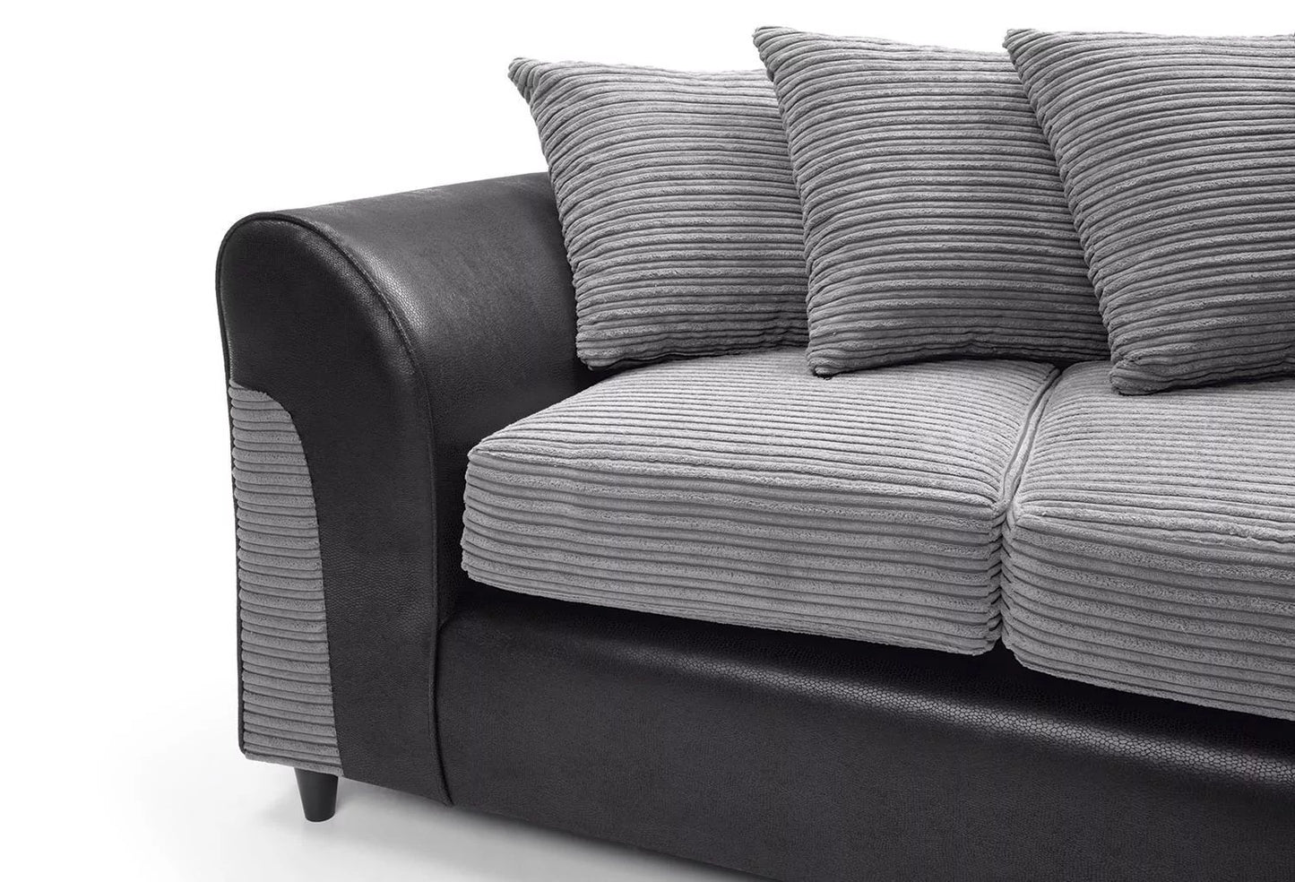 Spencer Cord Fabric Corner Sofa - Right Arm Black