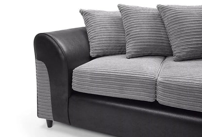 Spencer Cord Fabric Corner Sofa - Right Arm Black