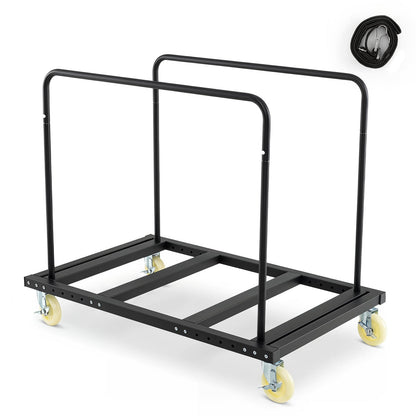 Heavy Duty Folding Table Cart with Lockable Wheels and Binding Rope for Warehouse