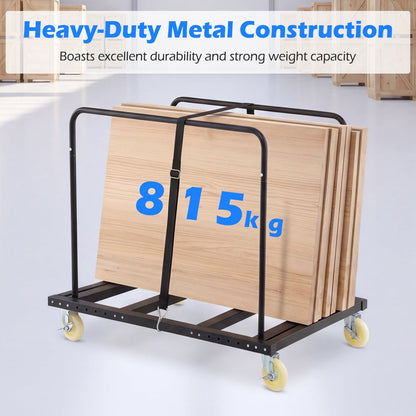 Heavy Duty Folding Table Cart with Lockable Wheels and Binding Rope for Warehouse