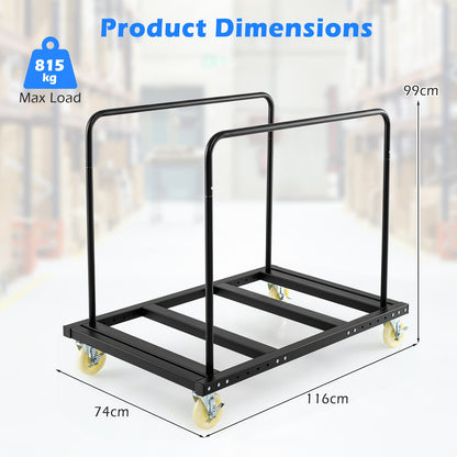 Heavy Duty Folding Table Cart with Lockable Wheels and Binding Rope for Warehouse
