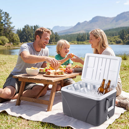 Heavy Duty Injection Molded Cooler with Cup Holders for Outdoor Use-Black