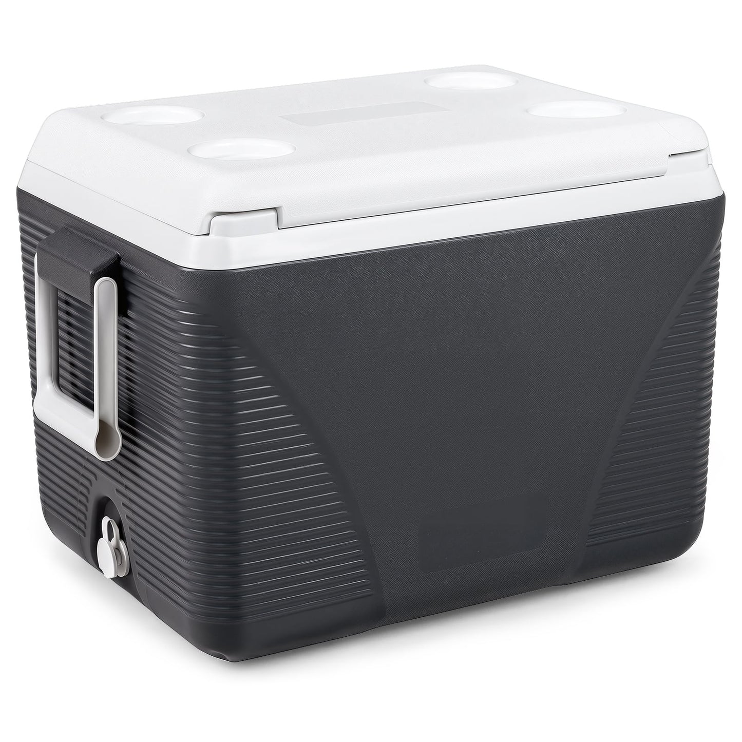 Heavy Duty Injection Molded Cooler with Cup Holders for Outdoor Use-Black