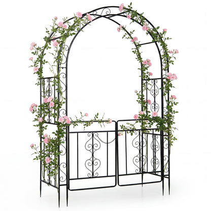 Heavy Duty Metal Garden Arch with Arched Top and Lockable Doors