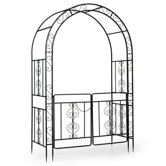 Heavy Duty Metal Garden Arch with Arched Top and Lockable Doors