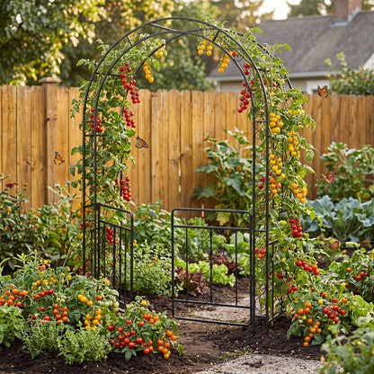 Heavy Duty Metal Garden Arch with Arched Top and Lockable Doors