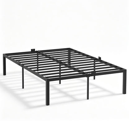 Heavy-Duty Platform Bed with Mattress Slide Stoppers and Under-bed Storage-Black