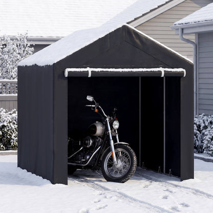 Heavy-Duty Portable Storage Shed with Roll-up Zipper Door and Sun-Protective Canopy-L