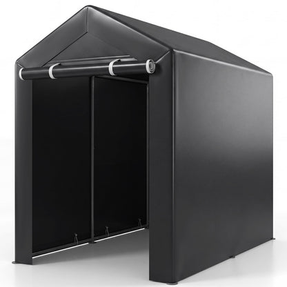Heavy-Duty Portable Storage Shed with Roll-up Zipper Door and Sun-Protective Canopy-M