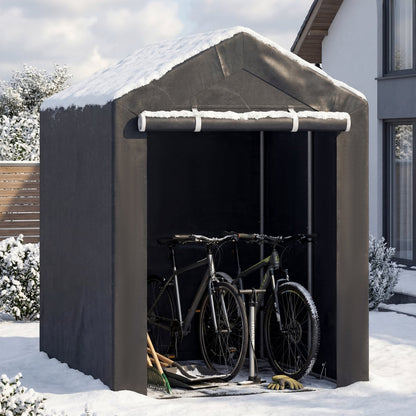 Heavy-Duty Portable Storage Shed with Roll-up Zipper Door and Sun-Protective Canopy-M
