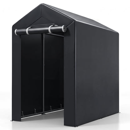 Heavy-Duty Portable Storage Shed with Roll-up Zipper Door and Sun-Protective Canopy-S