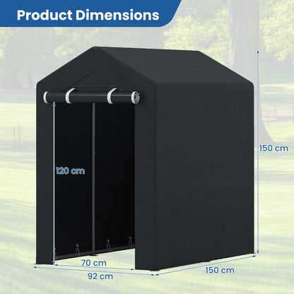 Heavy-Duty Portable Storage Shed with Roll-up Zipper Door and Sun-Protective Canopy-S