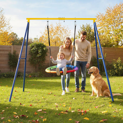 Heavy Duty Steel Swing Frame 1.8M Large A-Frame Swing Stand with Ground Stakes-Yellow