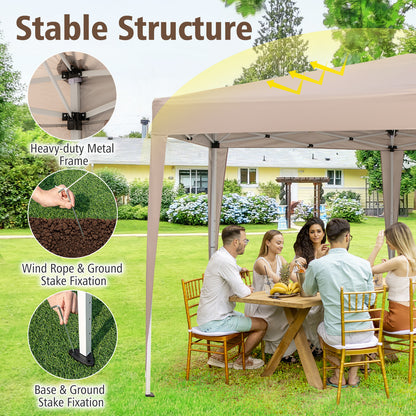 400 x 348 cm Hexagonal Pop-Up Canopy Tent with Dressed Legs-Khaki