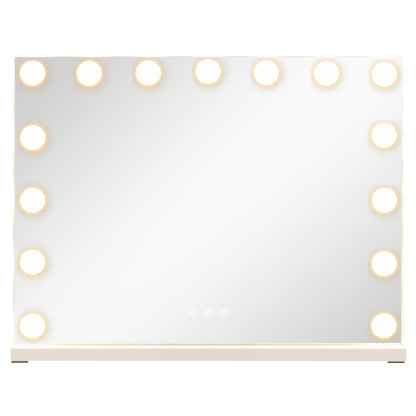Hollywood Vanity Mirror with 3 Light Colors and Adjustable Brightness-White-M