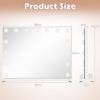 Hollywood Vanity Mirror with 3 Light Colors and Adjustable Brightness-White-M