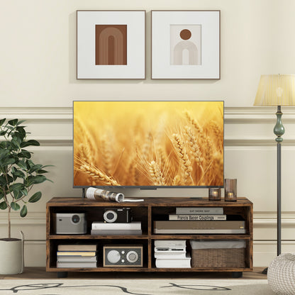 Home TV Stand with 5 Positions Adjustable Shelves for TV up to 4 Cubbies-Rustic Brown